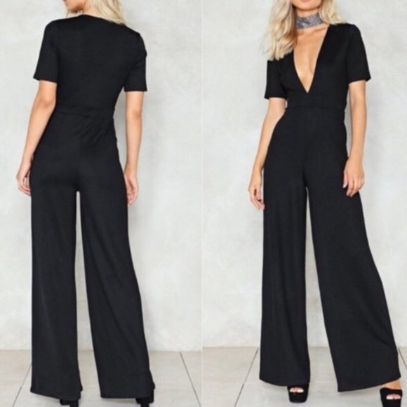 Nasty Gal Pants - NEW W TAGS Nasty Gal Plunge Wide Leg Jumpsuit 4
